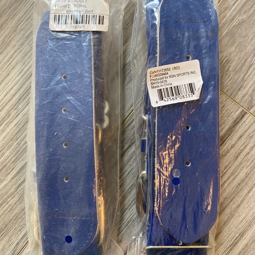 2 Royal Blue Baseball Belts Sized Adult